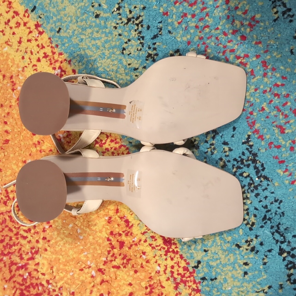 Sam Edelman Cream Strappy Block Heel Sandals Size 11 Minimalist Heels - Picture 4 of 5